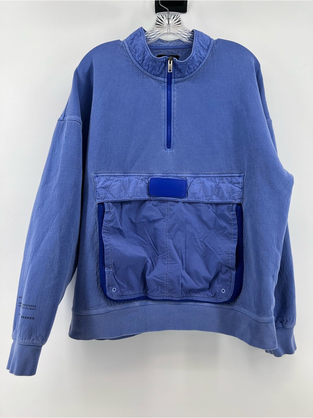 Nike Jordan Sweatshirt Large Mens 23 Engineered Washed Blue Half Zip Pullover